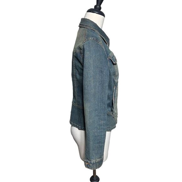 Spanner Denim Jacket Red Jeweled Buttons Jean Jacket Size 8 - Picture 3 of 5